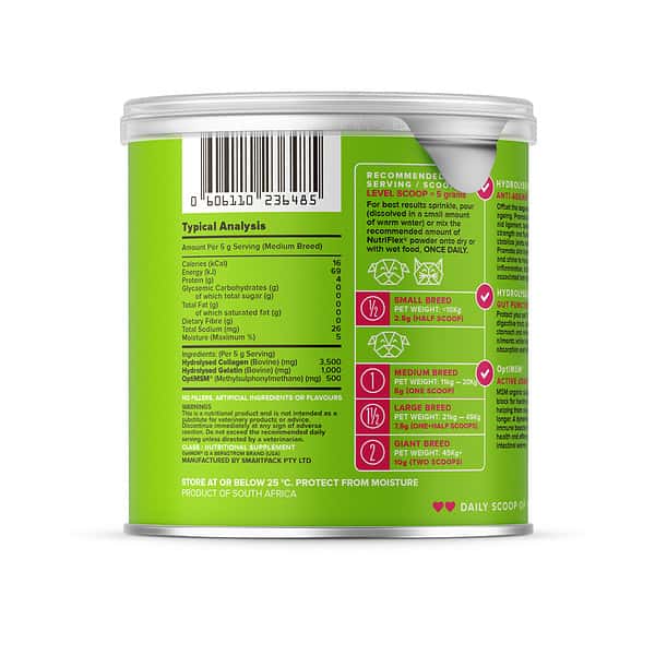 Nutriflex Everyday Maintenance Collagen For Dogs And Cats Nutritional Data