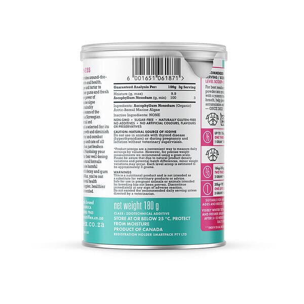 Packshot Of Dentamax Nowegian Kelp Powder For Dogs Nutritional Information