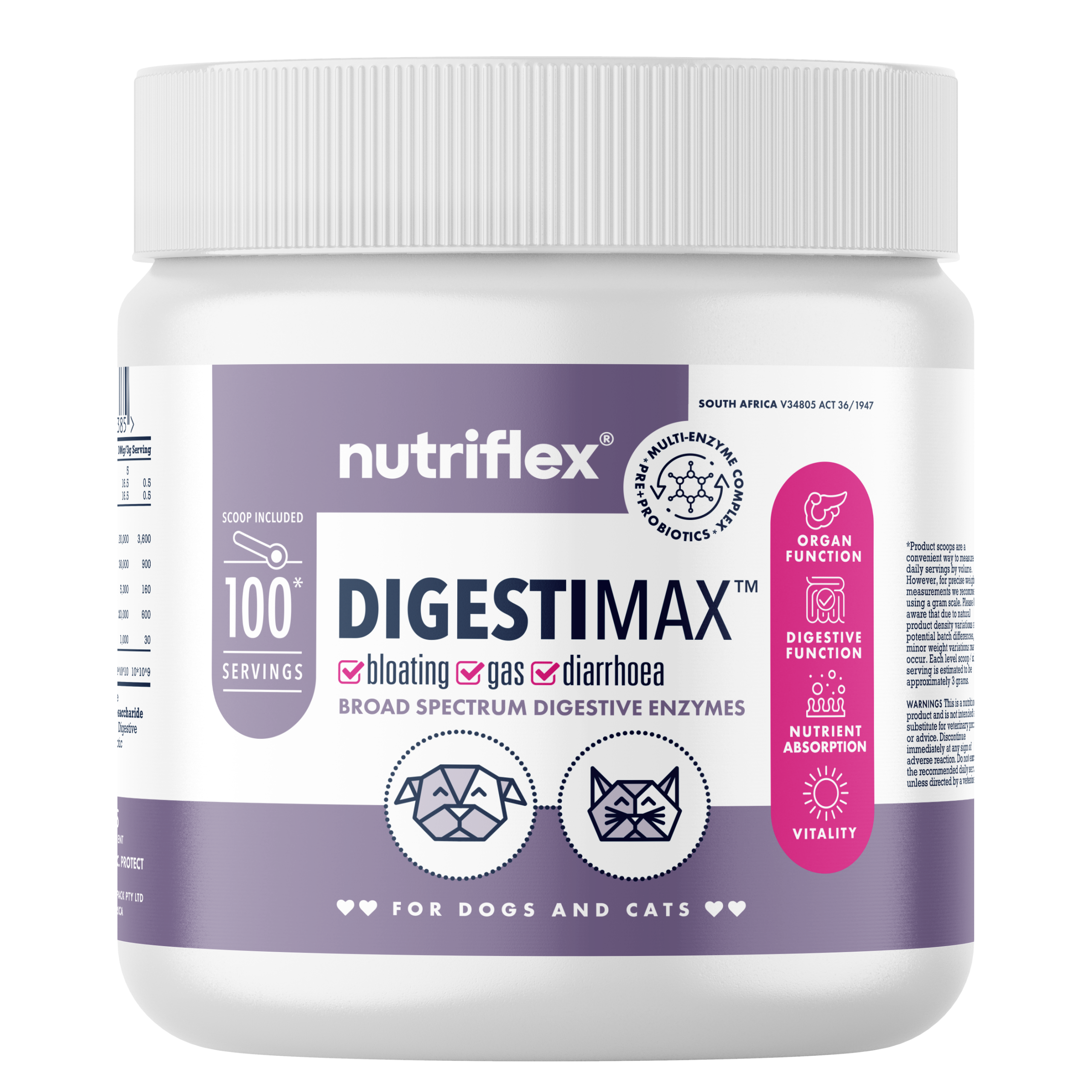 Nutriflex-Digestimax-Prebiotics-Probiotics-Digestive-Enzymes-Powder-Dogs-Cats-300G