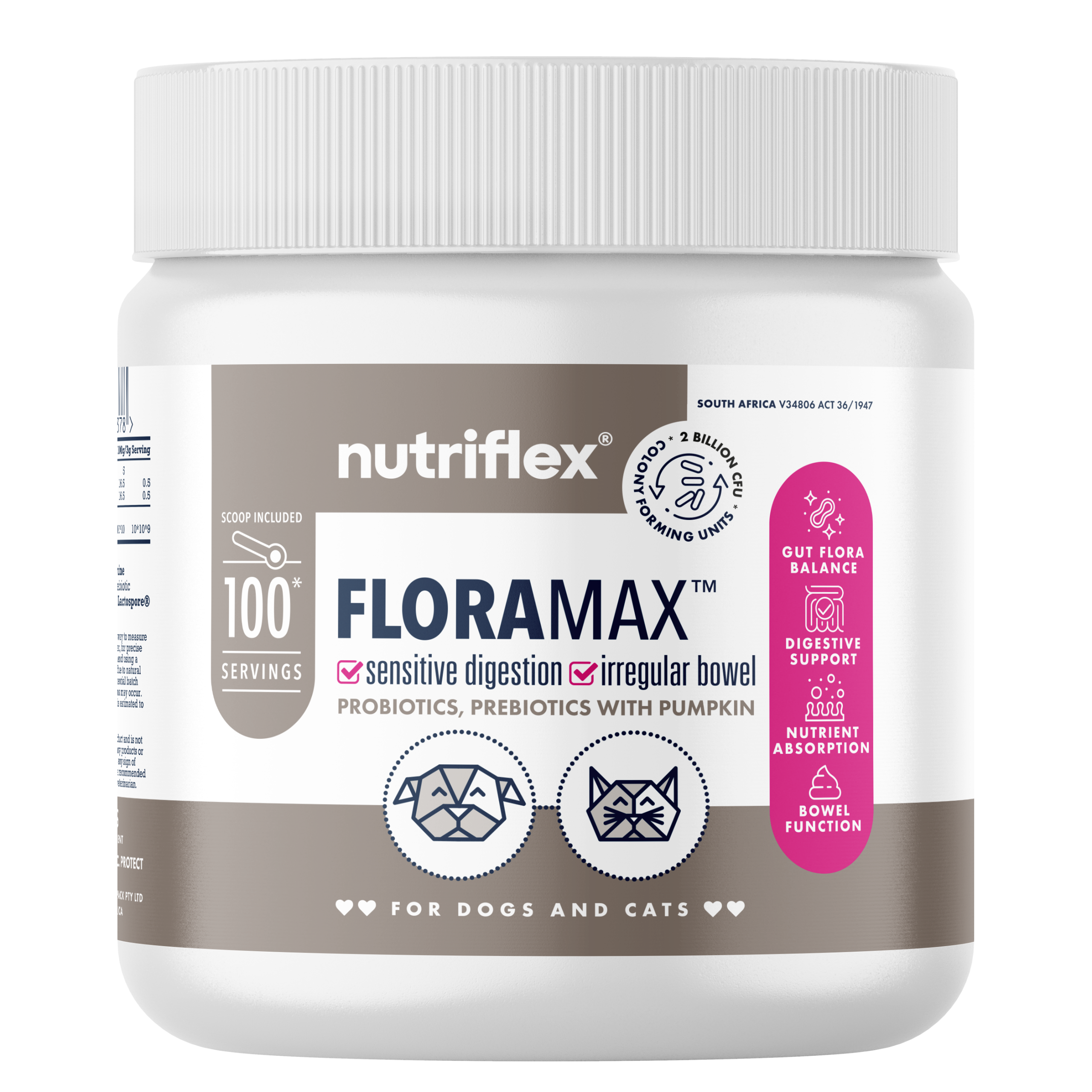 Nutriflex-Floramax-Prebiotics-Probiotics-Powder-Supplement-Dogs-Cats-300G