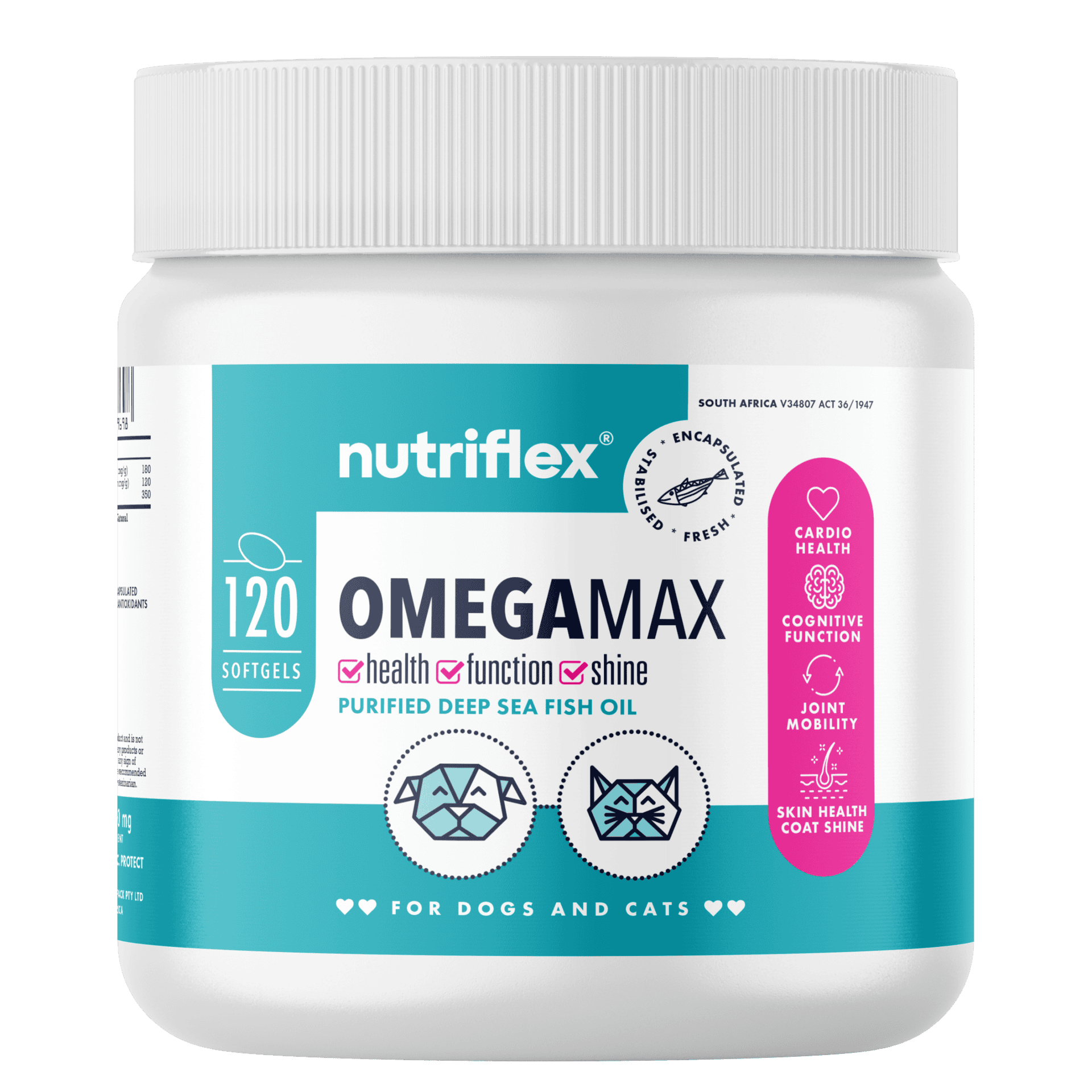 Nutriflex-Omegamax-Omega3-Fish-Oil-Softgels-120S-Dogs-Cats-360G