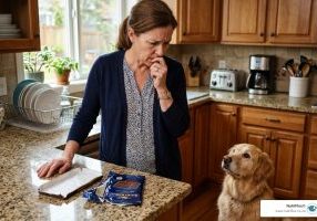 Concerned Dog Owner Looking At Empty Chocolate Wrapper - Can A Dog Survive Chocolate Poisoning Without Treatment